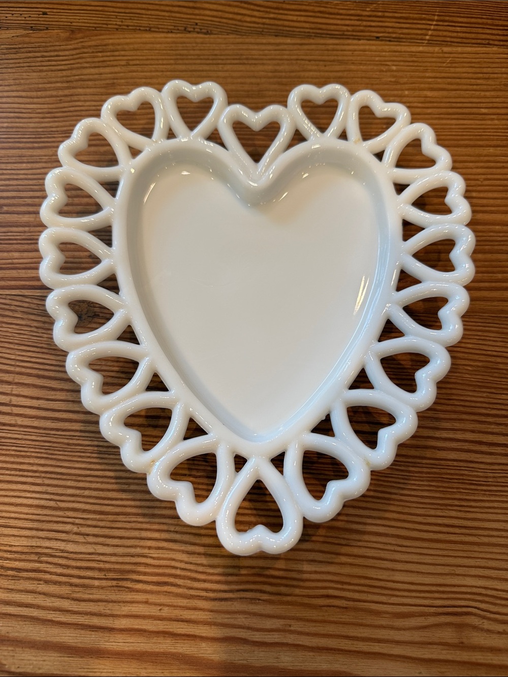 Vintage Milk Glass Heart Candy/Trinket Dish w/ Heart Border by Westmoreland